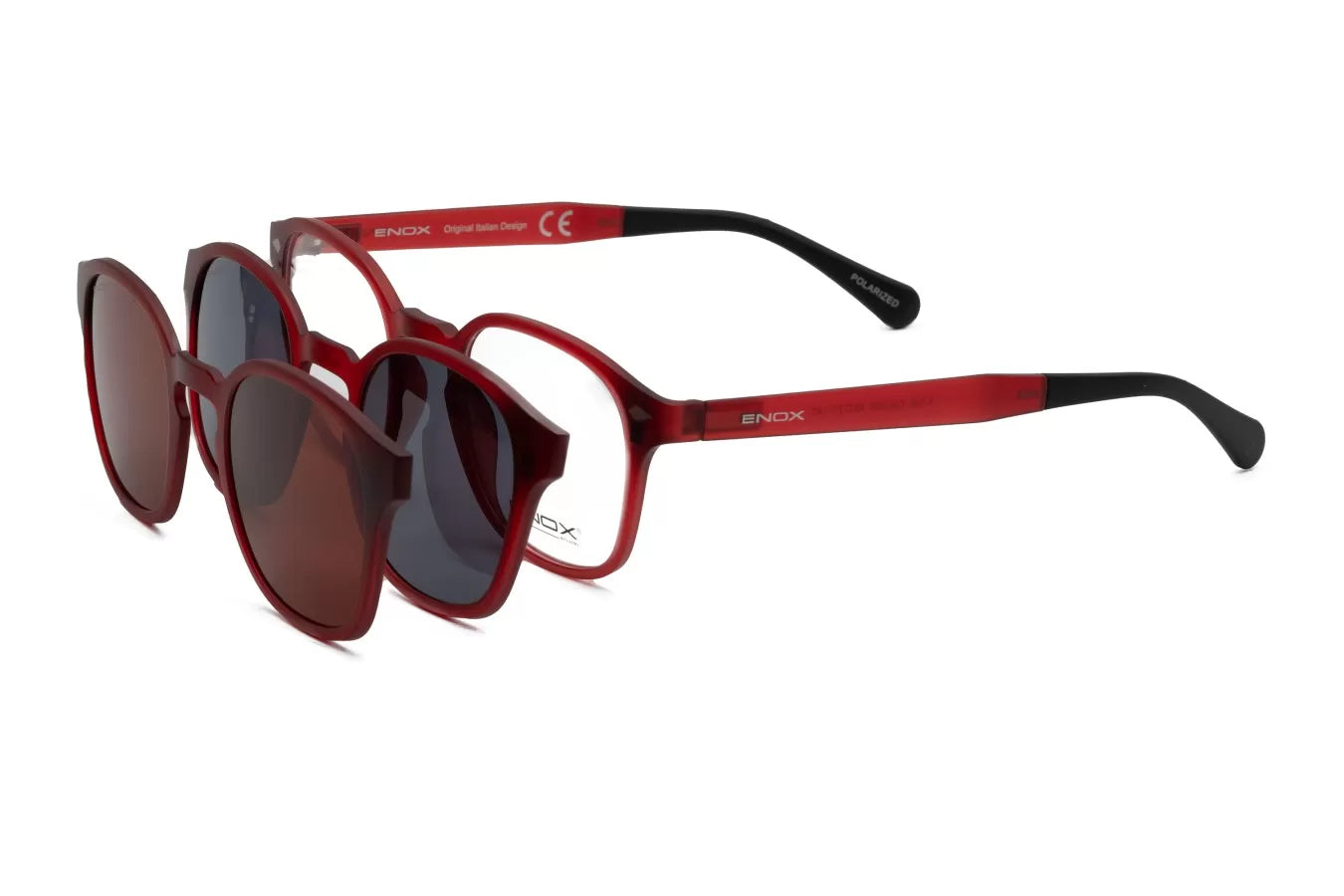 Occhiali da vista con clip sole ENOX 47UE + 2 CLIP POLARIZED rosse