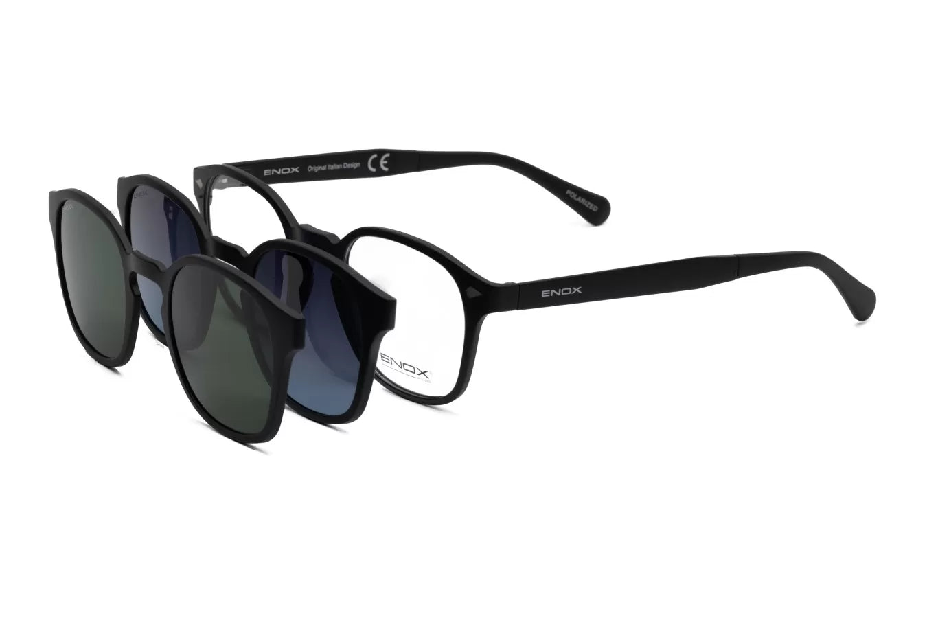 Occhiali da vista con clip sole nere ENOX 47UE + 2 CLIP POLARIZED